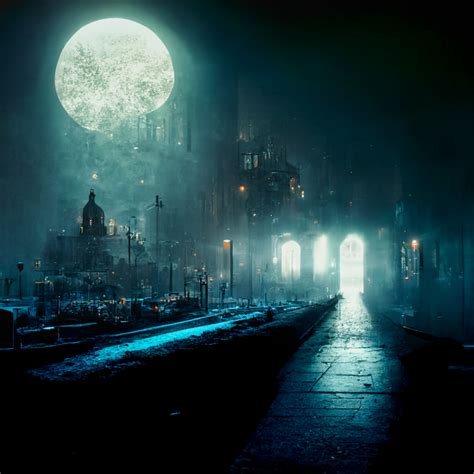 ArtStation - Dark City Under the Moonlight