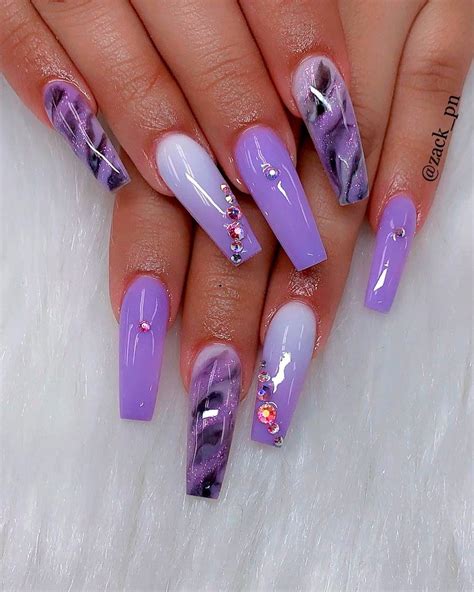 purple acrylic nails designs