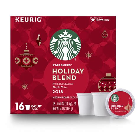 Starbucks Holiday Blend 2018 K Cup Coffee Pods Medium Roast 16 Count