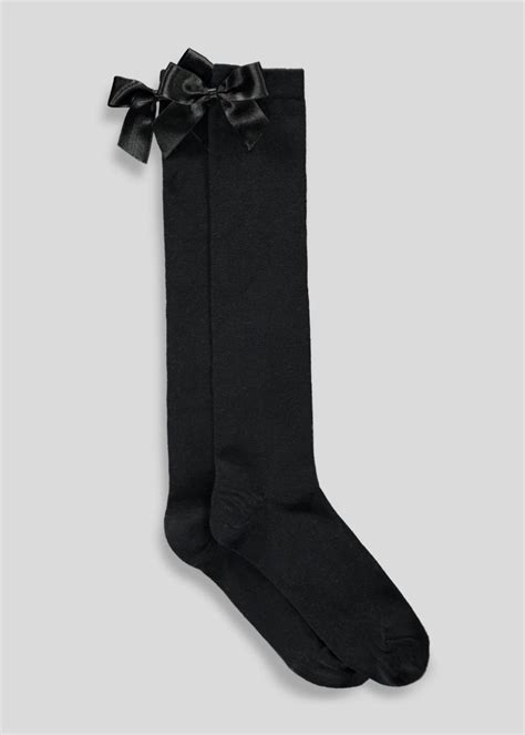 Girls 2 Pack Black Bow Knee Socks Younger 6 Older 55 Matalan