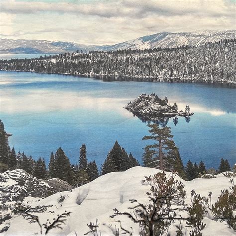 Winter Emerald Bay Lake Tahoe Photo Printed On Wood Electrified