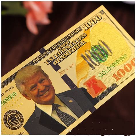 Us Promotion Donald Trump Dollar Fake Money 24k Gold Banknote Trump 1000 Dollar Commemorative