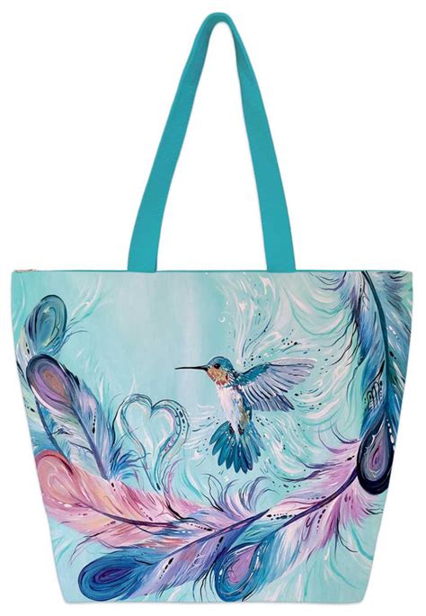 Hummingbird Feathers Tote Bag Indigenous Collection