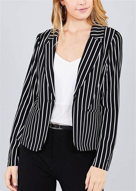 trendy black stripe blazer with images striped blazer blazer basic tops