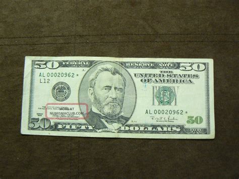 1996 50 Dollar Bill Error Note Fifty Old U S Money Currency Low