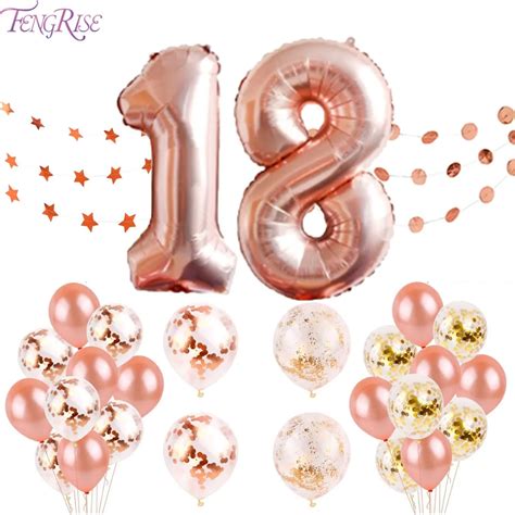 Fengrise 18 Happy Birthday Banner Rose Gold Balloons 18th Birthday Party Decorations Adult 18