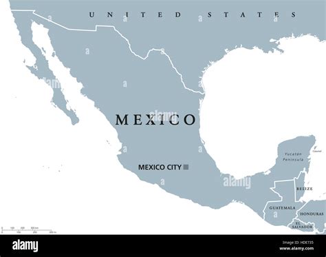 Mexico Political Map With Capital Mexico City And National Borders