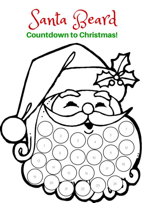 Countdown To Christmas Santa Beard Printable Christmas Countdown Diy