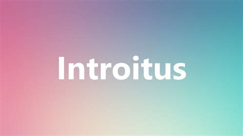 It is derived from a latin word 'statim' which means immediately. Introitus - Medical Meaning and Pronunciation - YouTube