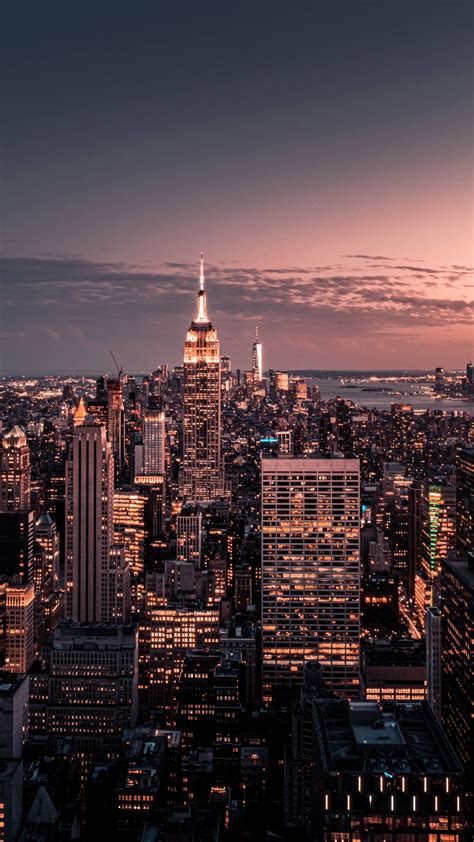 Обои Нью Йорк Эмпайр Стейт Билдинг город облако небоскреб на телефон Android 1080x1920