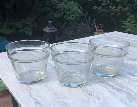 3 Clear Glass 4 Flower Pot Jar Vase Container Planter Candle Holder