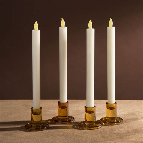 Verrea Amber Taper Candle Holders Set Of 4 Decor Candle Holders