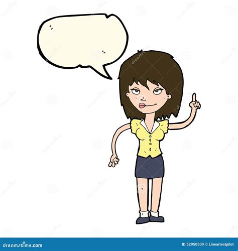 Cartoon Woman With Idea With Speech Bubble Stock Illustration