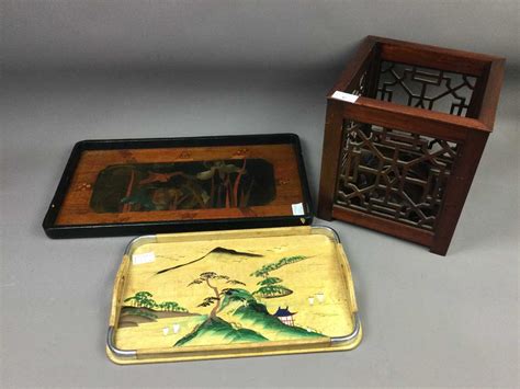 Lot 87 A Lot Of Two Chinese Trays Along With A