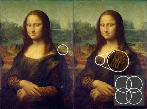 Mona Lisa Of Louvre With Sacred Symbol Four Circles Highlighted And