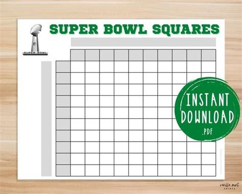 Super Bowl Squares Game Super Bowl Party Games Printable Super Bowl