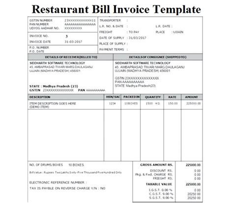 Boqs are typically prepared by a quantity surveyor or civil. Restaurant Bill Invoice Template PDF | EXCEL - XLSTemplates