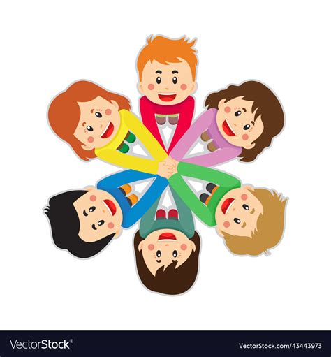 Stock Group Of Children Putting Hands Together Vector Image