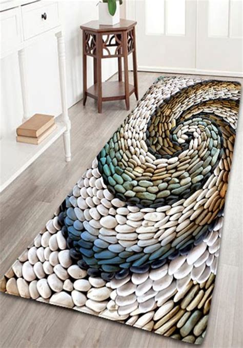 Tips for decorating with repurposed items. Bathroom Flannel Whirlwind Pebbles Printed Skidproof Rug ...