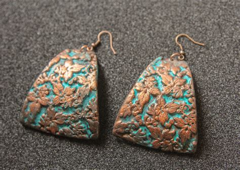 Boho Earrings Turquoise Patina Ethnic Earrings Tribal Earrings Etsy
