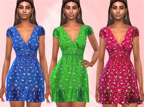 Short Sleeve Floral Dresses By Saliwa At Tsr Sims 4 Updates