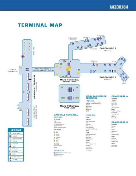Norfolk International Airport Map Tourist Map Of English
