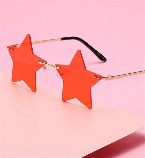 vintage unique star shape mirror rimless sunglasses women in 2022 funky glasses sunglasses