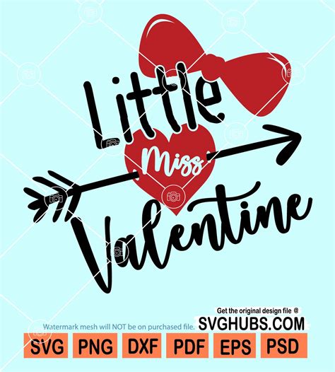 Little Miss Valentine Svg Love Heart With Arrow Svg Valentine Bow Svg