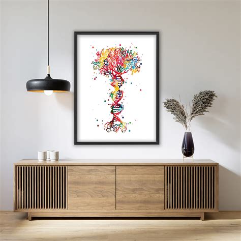 Framed Dna Tree Of Life Watercolor Art Print 83x117 Inc A4 Ready To