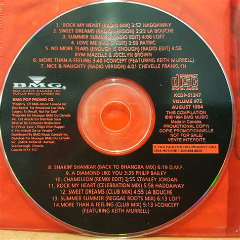 Bmg Pop Promo Cd Compilation 72 August 1994 1994 Cd Discogs