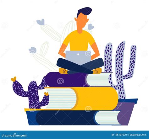 Vector Illustration Boy Learn And Gain Knowledge Stock Vector
