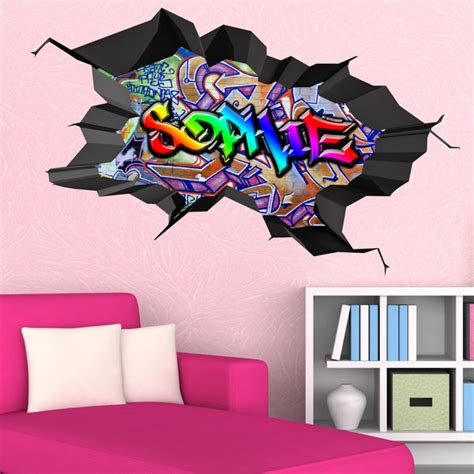 Full Multi Colour Cracked Personalised Graffiti Wall Sticker Wsd182