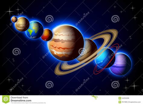 Solar System In One Line Stock Illustration Illustration