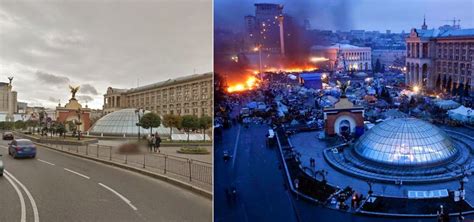 Before And After Shots Of Independence Square In Kiev Ukraine That Put