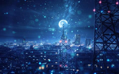 Anime Night Sky Hd Wallpaper