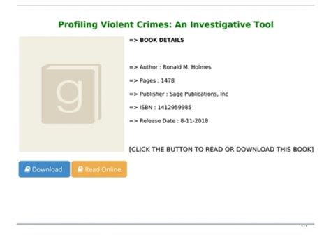 Read E Book Profiling Violent Crimes An Investigative Tool Full Pdf