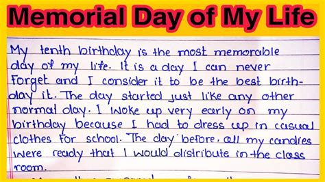 A Memorable Day Of My Life Essay In English L My Birthday Of Memorable