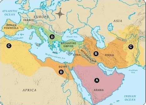 Which Region Shows How Far Islam Had Spread Years After Muhammad S