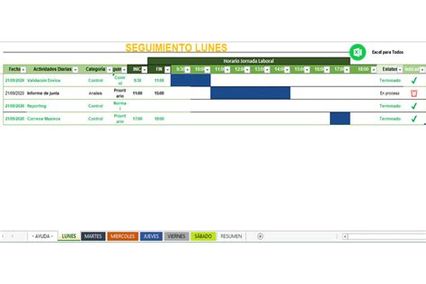 Gran Cantidad De Frontera Alabanza Plantilla Excel Control Tareas Plan