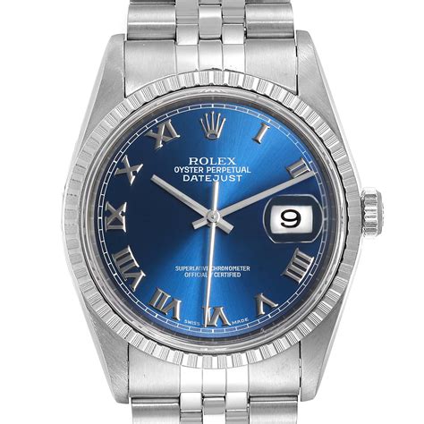 Rolex Datejust 36 Blue Roman Dial Steel Mens Watch 16220 Swisswatchexpo