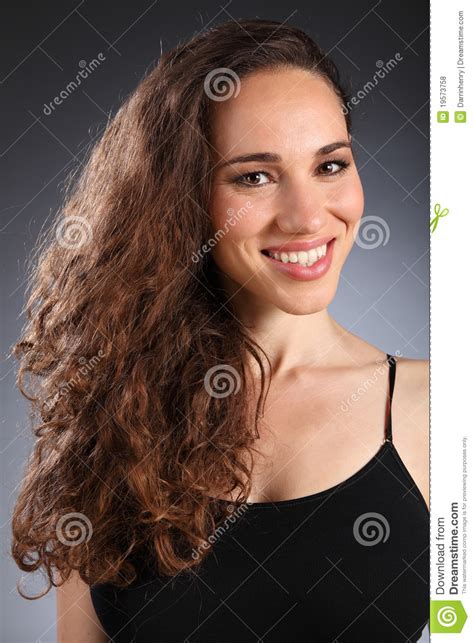 Brunette Long Brown Curly Hair Of Beautiful Woman Stock Photo Image