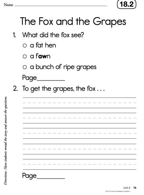 Fables Grade 1 Ela Workbook Free Kids Books