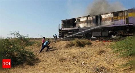 Passenger Train Engine Catches Fire Ahmedabad News Times Of India