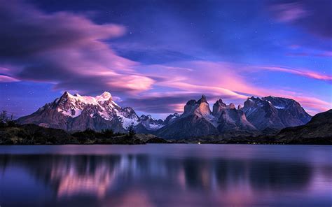 Download Wallpapers Patagonia Nightscapes Mountains Lake Chile For