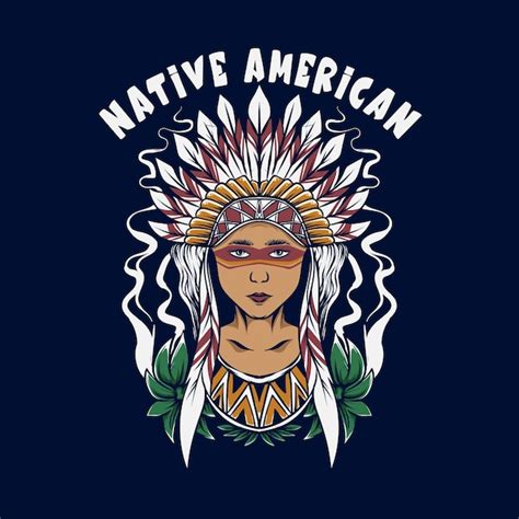 premium vector native american indian beautiful girl illustration