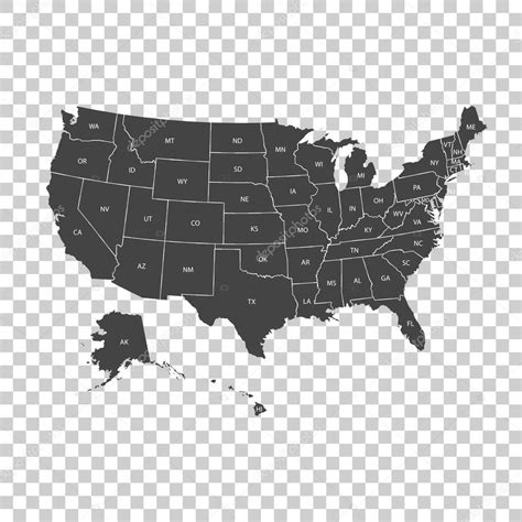 mapa de estados unidos con estados federales ilustración vectorial estados unidos de américa 2024