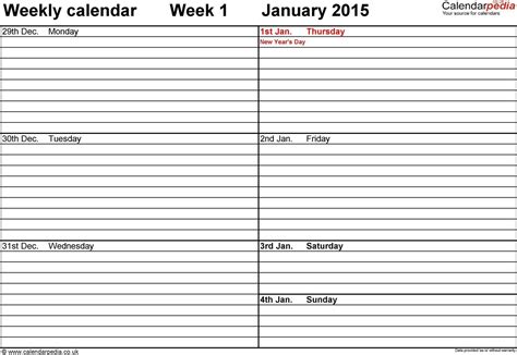Printable Blank Weekly Calendar Worksheet Templates At Printable