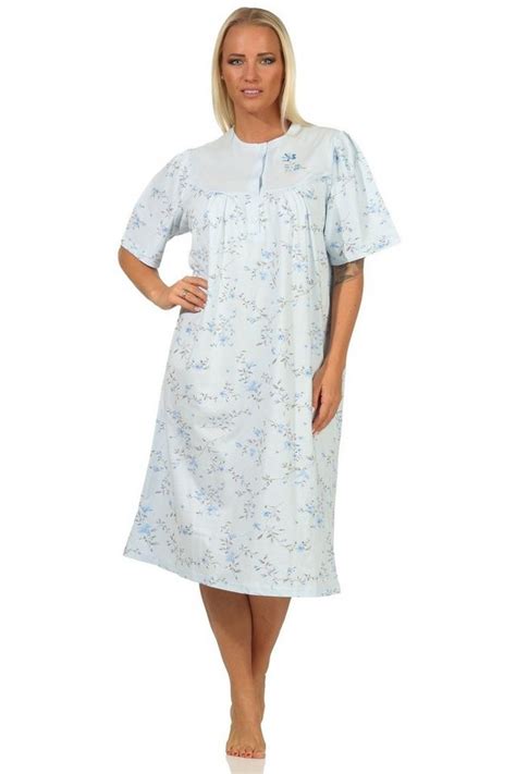 Normann Nachthemd Elegantes Damen Nachthemd Geblümt In Kurzarm Mit