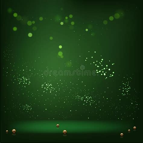 Green Magic Smoky Light With Particles Abstract Vector Background Stock
