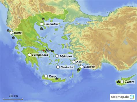 Weltkarte (politisch) mit städten, orten, straßen, flüssen, seen, bergen und landmarks. Griechenland-Zypern-Ferienhaus von tourimaus - Landkarte ...